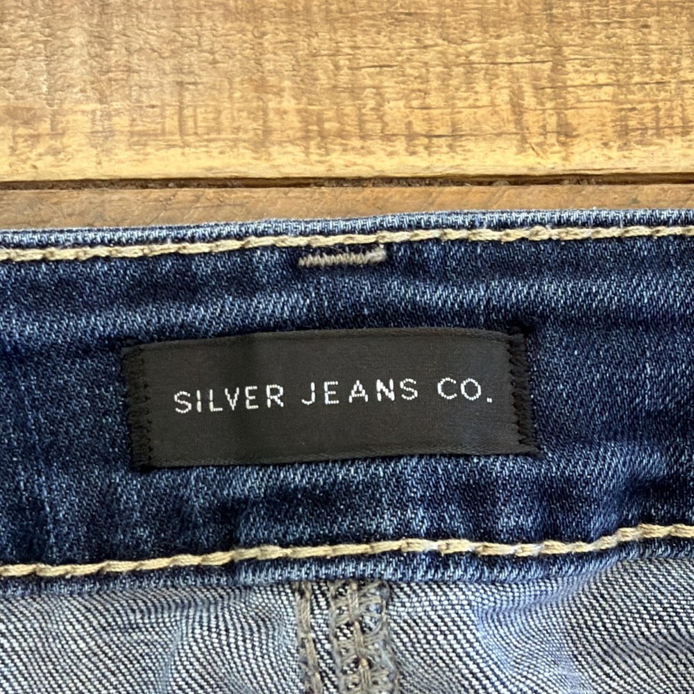 Silver Jeans Womens W34 L29 (act 34X30) Boyfriend Stretch Distressed Dark Wash - Picture 9 of 16